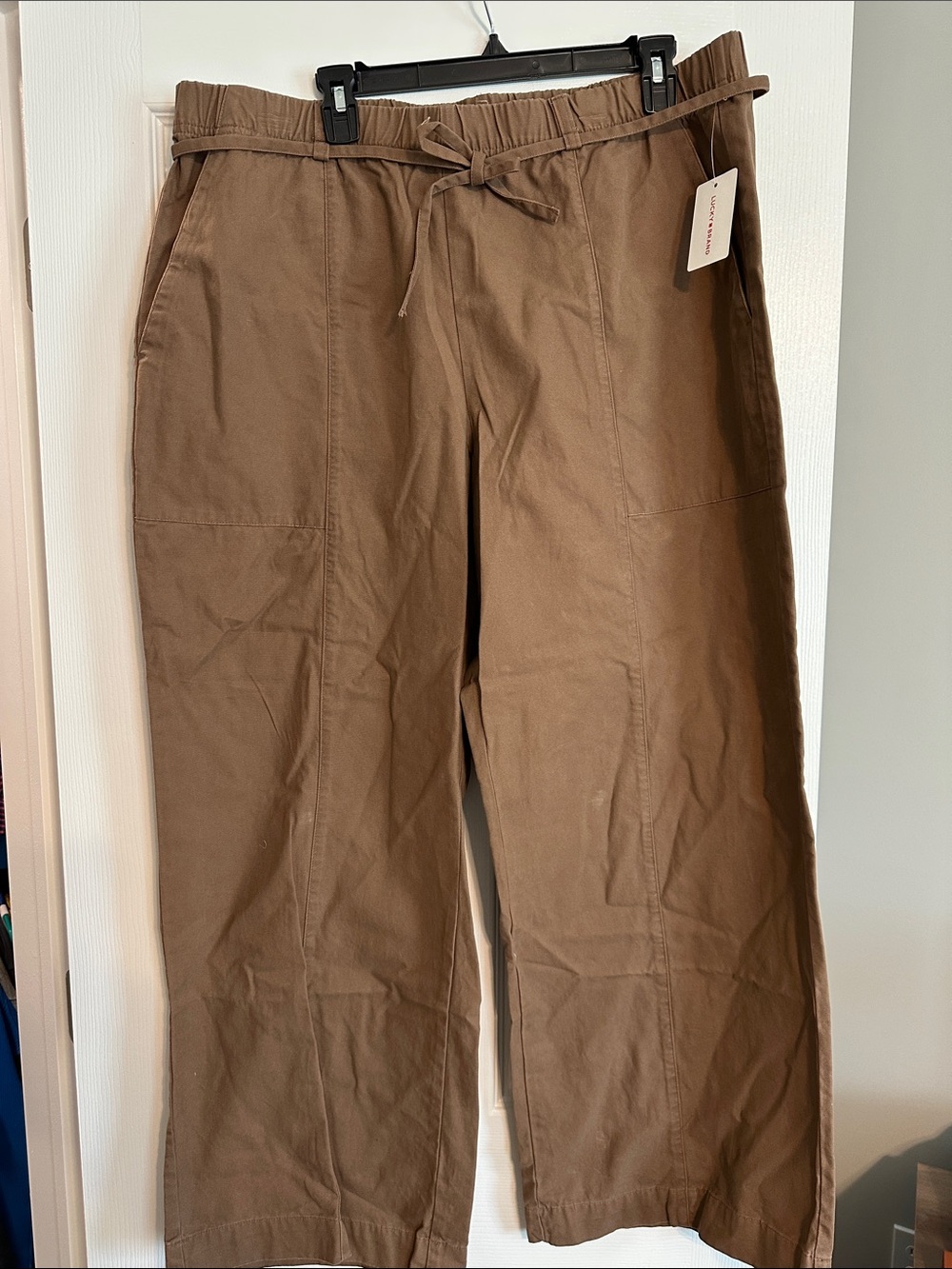 Brown Drawstring Casual Pants